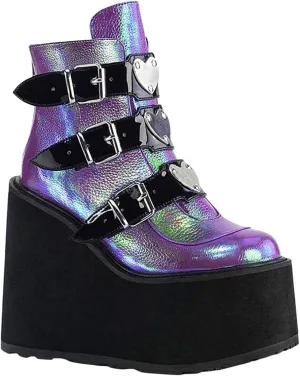 ZKXYFFS Womens Platform Chunky Ankle Boots Round Toe Buckle Zipper Thick Sole Punk Goth Booties Wedges Boots for Women