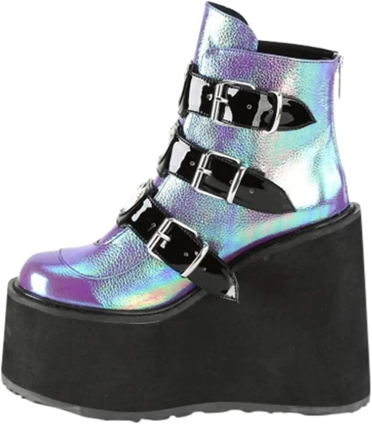 ZKXYFFS Womens Platform Chunky Ankle Boots Round Toe Buckle Zipper Thick Sole Punk Goth Booties Wedges Boots for Women
