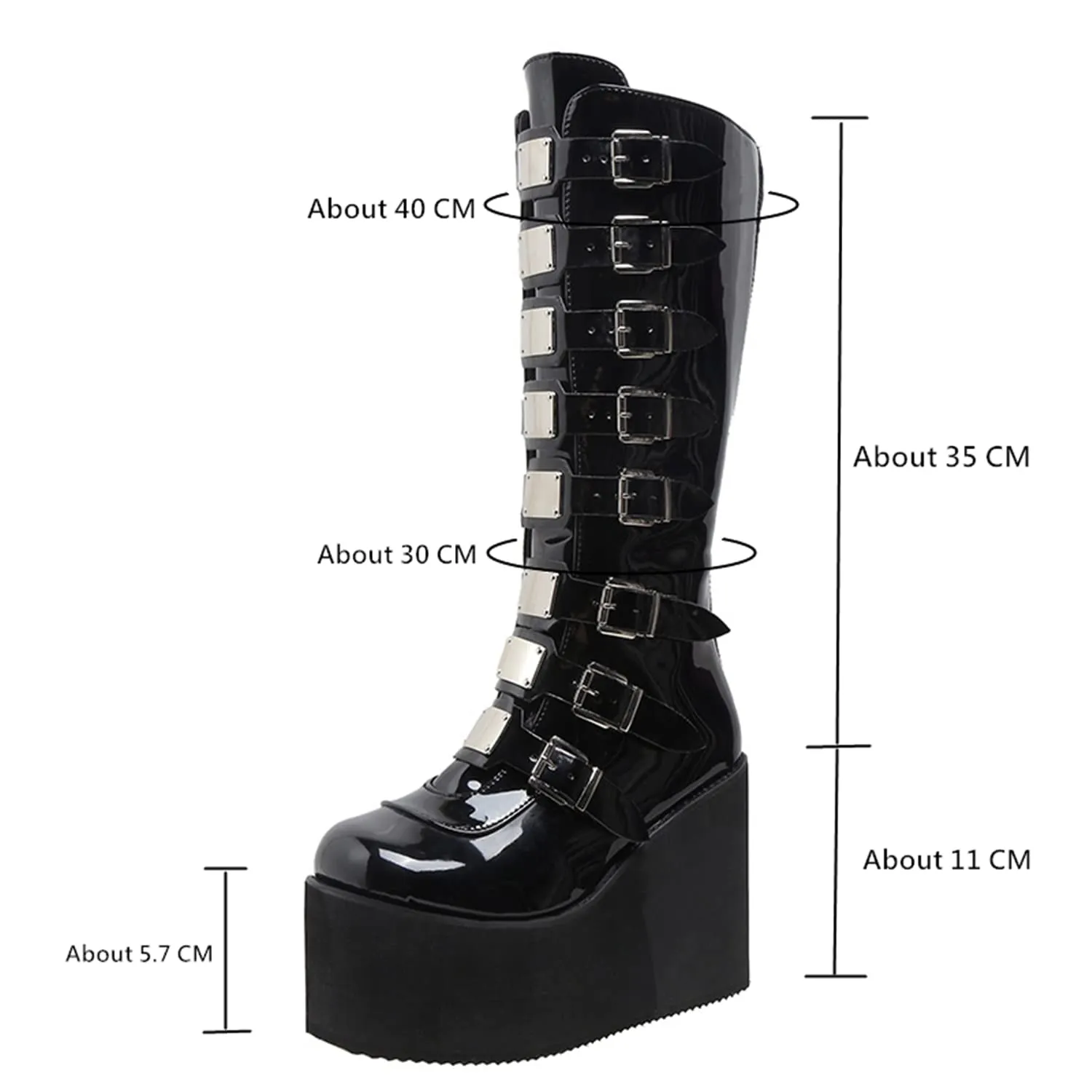 ZKXYFFS Women's Punk Goth Platform Boots Buckle Straps Back Zipper Gothic Boots Ladies Rivets Metal Decoration Long Boots Knee High Tall Boots Motorcycle Combat Boots